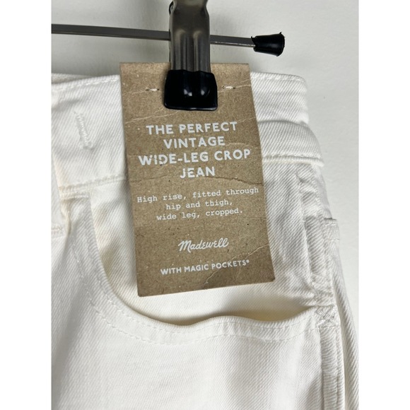 NWT Madewell The Perfect Vintage Wide Leg Crop Jeans White Denim Size 25 - Picture 15 of 16